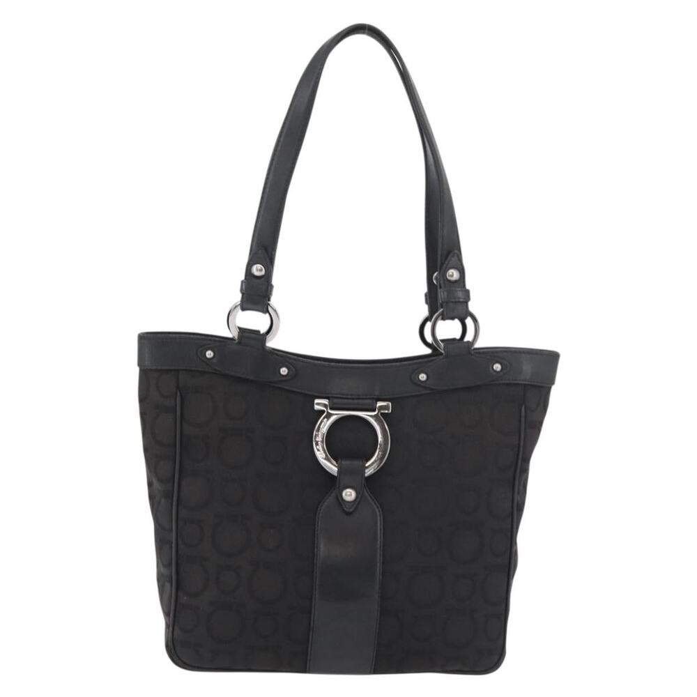 Salvatore Ferragamo Gancini Tote Black Smooth